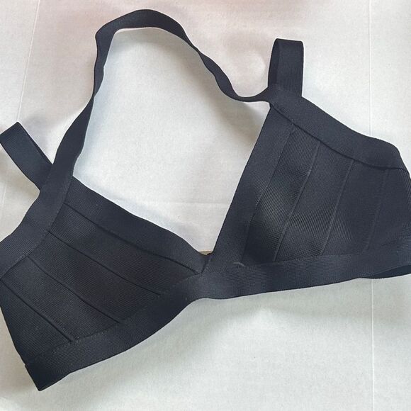 NWT Hervé Léger Surya Two Piece Bandage Swimsuit Bikini Set in Black Size Small - Picture 4 of 9